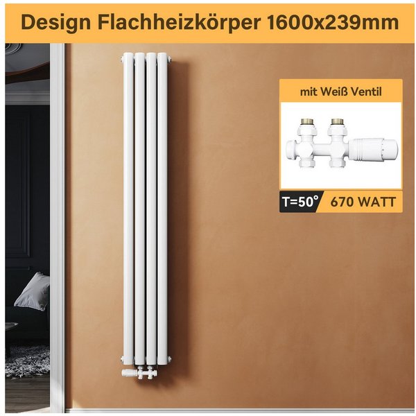 SONNI Badheizkörper Heizkörper Design Röhren Heizung modern, Weiß