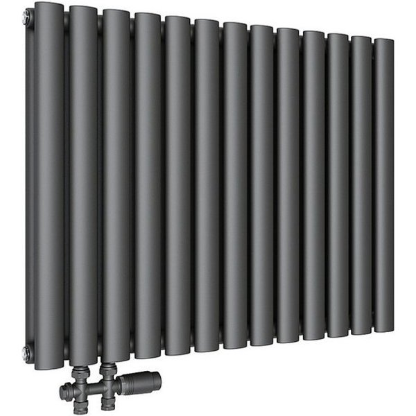 SONNI Badheizkörper Röhrenheizkörper Warmwasser,Horizontal,Doppellagig,mit Multiblock,bad, 600 x 770/ 600x1006/ 600 x 1183 mm,Design Heizkörper, Weiß/Anthrazit