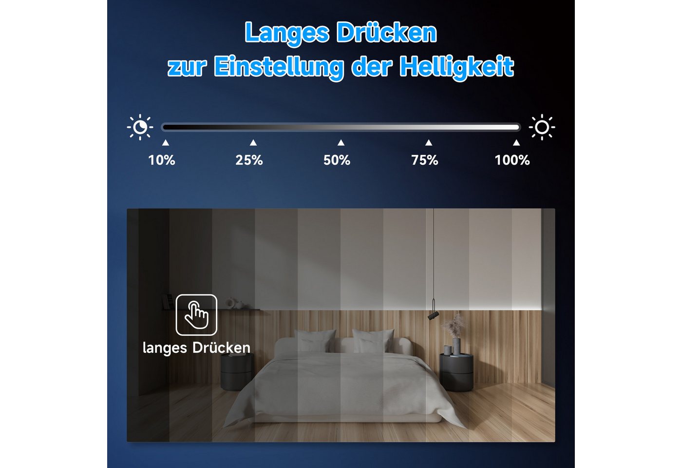 SONNI Badspiegel LED Badspiegel mit Touch, 3 Lichtfarben, Anti-Beschlag, 70-120cm Gedächtnisfunktion Badezimmerspiegel mit Beleuchtung – Bild 5 von 5