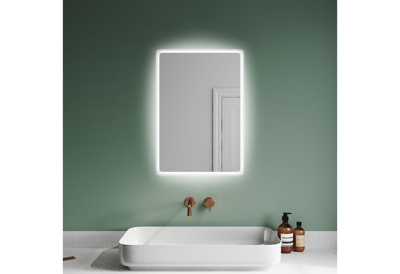SONNI Badspiegel Badspiegel mit LED-Beleuchtung, Lichtspiegel IP44 LED Spiegel, 60-120cm Wandspiegel mit Touch-Schalter – Bild 2 von 5