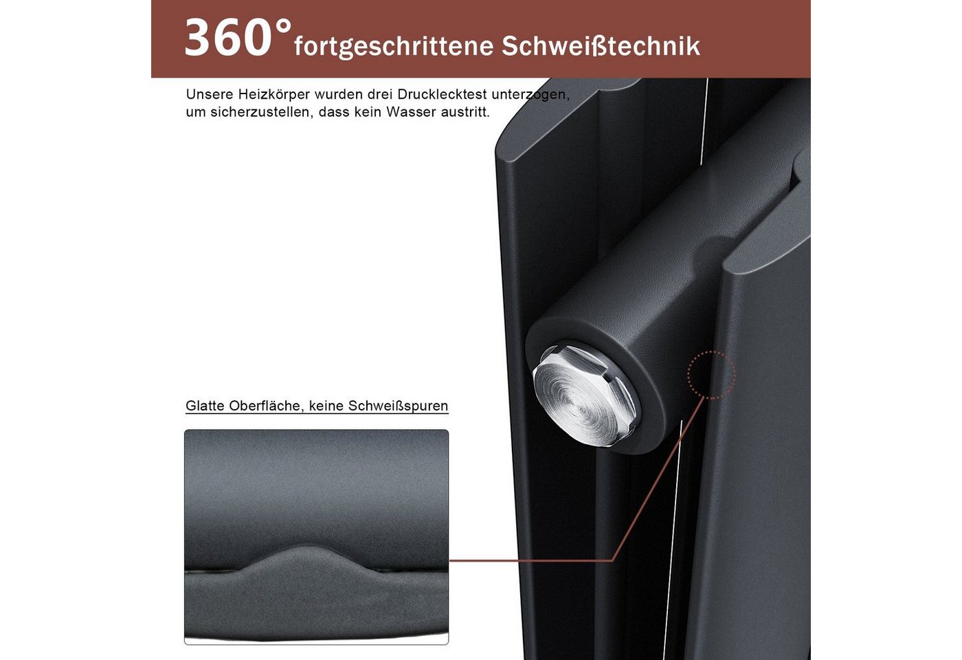 SONNI Designheizkörper Design Heizkörper Flach Anthrazit mit Multiblock Doppellagig/Einlagig, Paneelheizkörper Vertikal/Horizontal, Doppellagig/Einlagig, Anthra – Bild 3 von 5