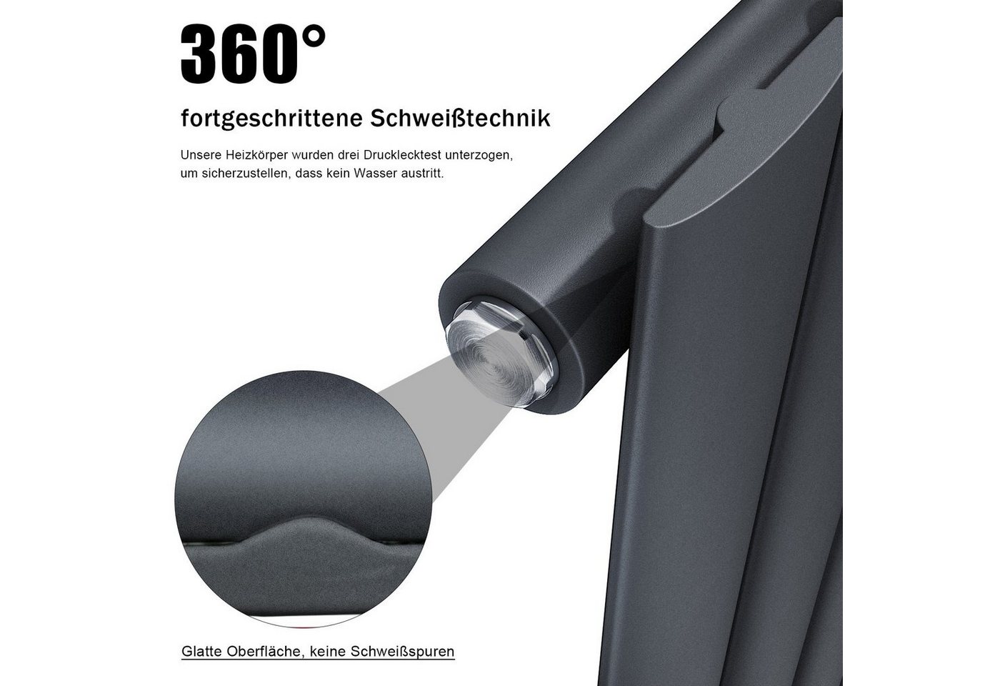 SONNI Designheizkörper Heizkörper Design Anthrazit Vertikal/Horizontal,Einlagig/Doppellagig, Paneelheizkörper mit Anthrazit/Chrom Multiblock – Bild 4 von 5