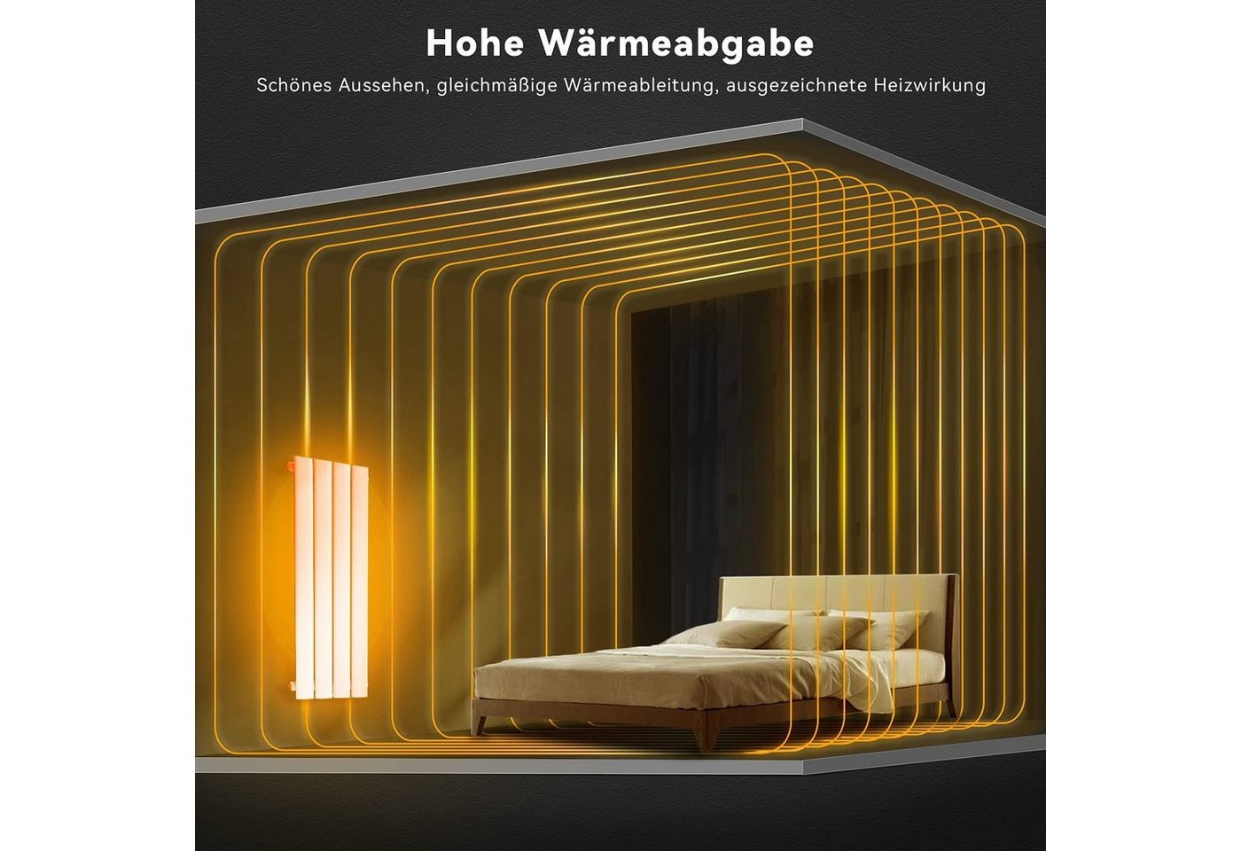 SONNI Designheizkörper Heizkörper Design Anthrazit Vertikal/Horizontal,Einlagig/Doppellagig, Paneelheizkörper mit Anthrazit/Chrom Multiblock – Bild 5 von 5