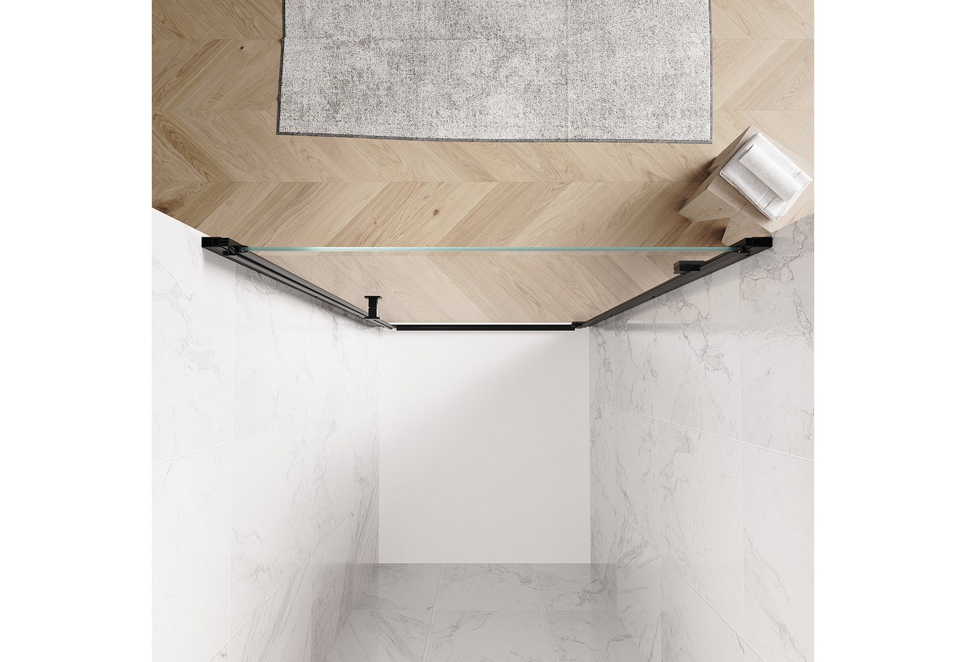 SONNI Dusch-Drehtür Unsichtbare Duschtür mit Scharnier 80/90/100cm Duschkabinen, 78x202 cm – Bild 3 von 5