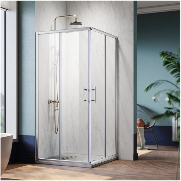 SONNI Eckdusche Eckdusche Duschkabine Eckeinstieg Schiebetüren 6mm Glas, BxT: 70x70 cm, Einscheibensicherheitsglas, 70-120 X 185cm, links und recht montierbar