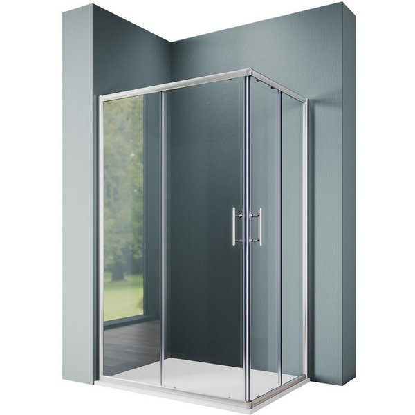 SONNI Eckdusche Duschkabine Eckeinstieg Schiebetüren ESG Glas Höhe 195cm, BxT: 70x70 cm, Einscheibensicherheitsglas, links und recht montierbar, Höhe 195cm
