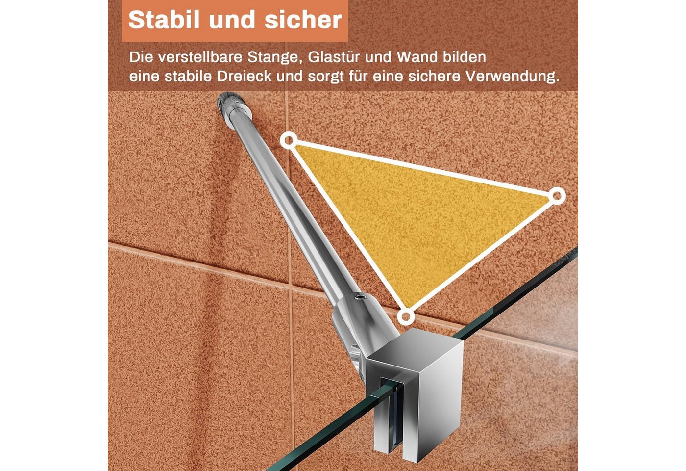 SONNI Eckdusche Duschkabine Sicherheitsglas Scharniertür Dusche Eckeinstieg 195cm, BxT: 80x80 cm, Duschabtrennung Nano Glas – Bild 5 von 5