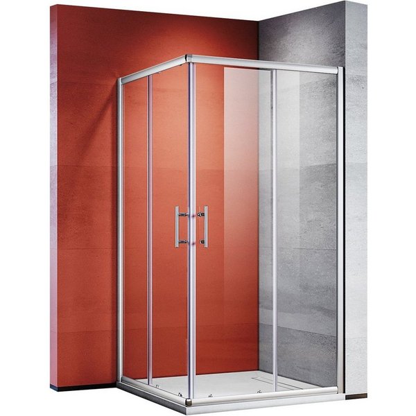SONNI Eckdusche Duschkabinen Eckeinstieg Doppel Schiebetüren Dusche 70x70 - 120x120, BxT: 70x70 cm, ESG Glas Schnellfreigabefunktion Spritzwasserschutz, Höhe 18