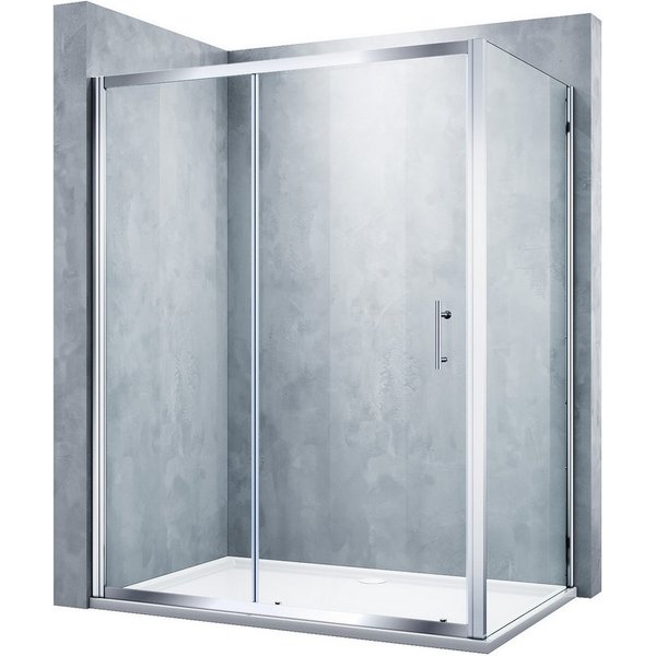 SONNI Eckdusche Schiebetür Dusche, 100--170cm,Duschkabine,Duschabtrennung,Höhe 185, BxT: 100x70 cm, Schnellfreigabefunktion