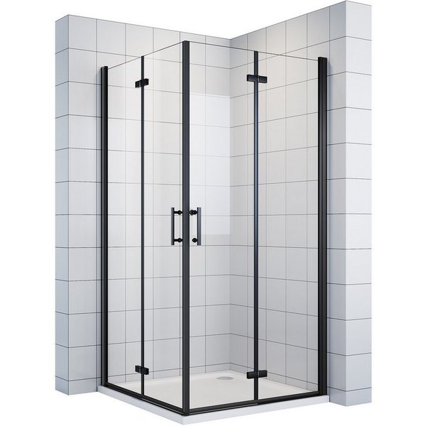 SONNI Eckdusche Schwarze Eck-Duschabtrennung,Zweiseitige Nanobeschichtung,Multi-Size, BxT: 80x80 cm