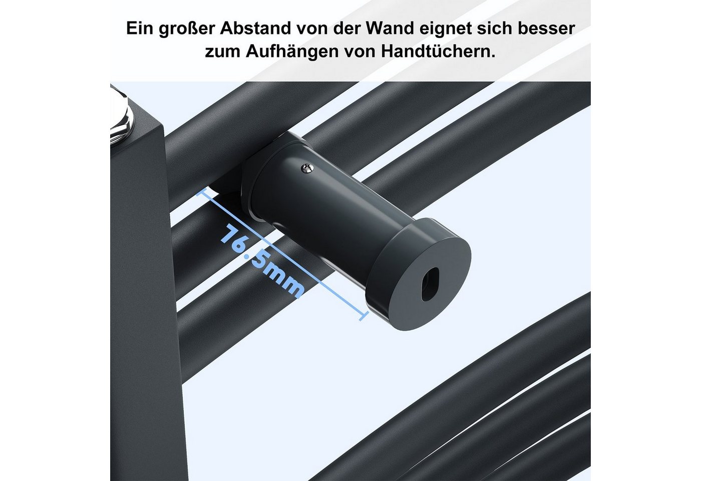 SONNI Elektrischer Badheizkörper Elektrischer Badheizkörper Heizkörper elektrisch Gebogen bad, Elektrischer Handtuchhalter mit Intelligentes Heizstab,Weiß/Sandg – Bild 4 von 5