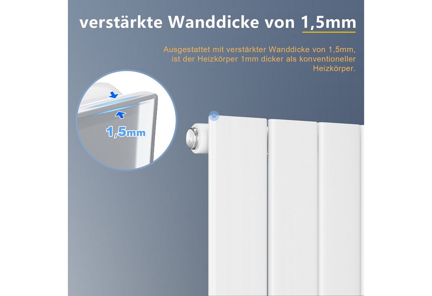 SONNI Heizkörper Heizkörper mit Multiblock Warmwasser Design – Bild 5 von 5