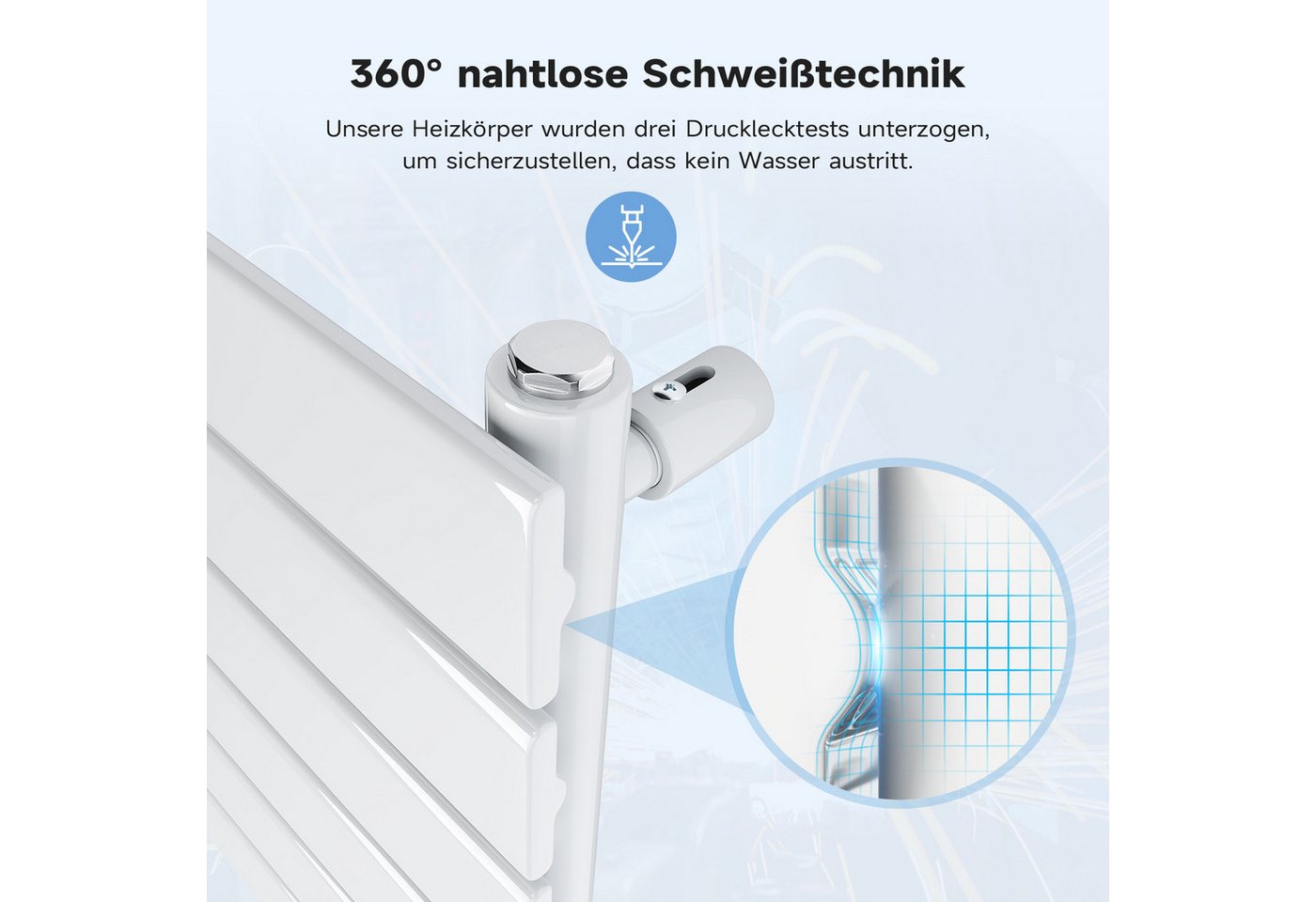SONNI Heizkörper Heizkörper Wasserbeheizte Heizkörper,Breite 1200mm,Schwarz und Weiß – Bild 5 von 5