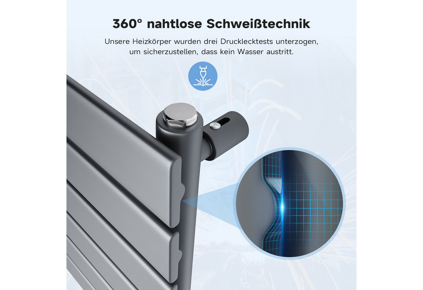 SONNI Heizkörper Heizkörper Wasserbeheizte Heizkörper,Breite 1200mm,Schwarz und Weiß – Bild 5 von 5