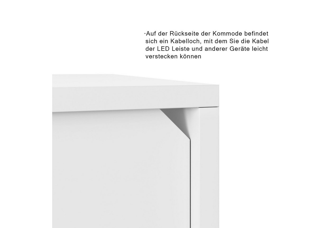 SONNI Highboard Sideboard weiß Hochglanz mit LED Beleuchtung 116x93x35cm, Standschrank – Bild 5 von 5