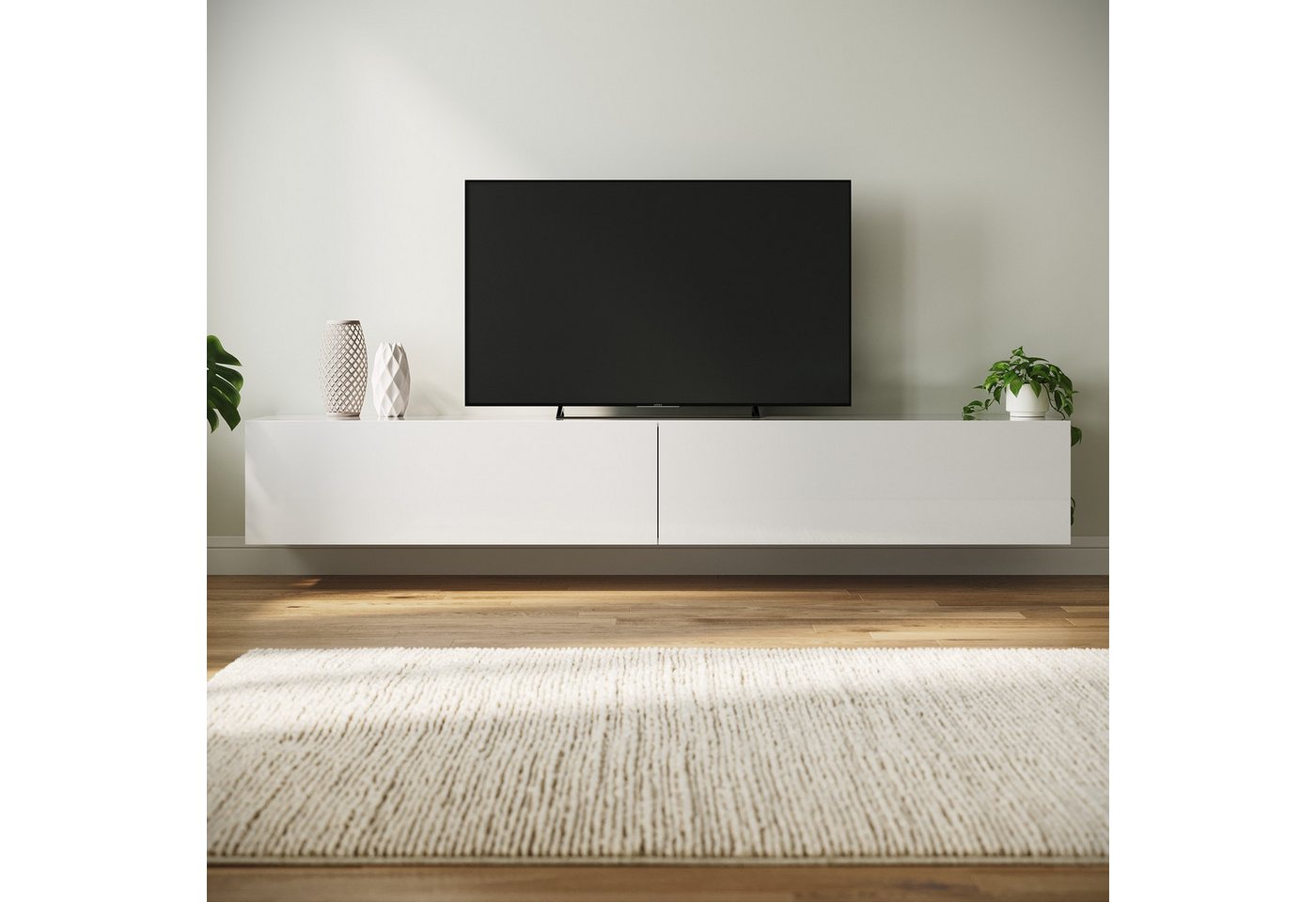 SONNI Lowboard Lowboard 200cm TV-Schrank hängend oder stehend Fernsehertisch, TV-Schränke, fernseher schrank für wohnzimmer – Bild 3 von 5