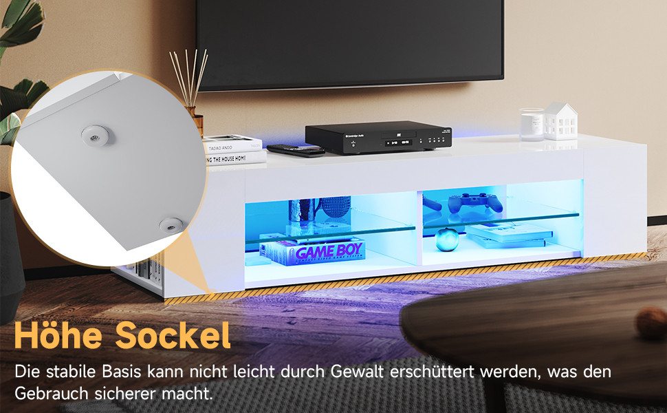 SONNI Lowboard TV Schrank schwarz/weiß, Lange 135/160/180cm, TV – Bild 2 von 5