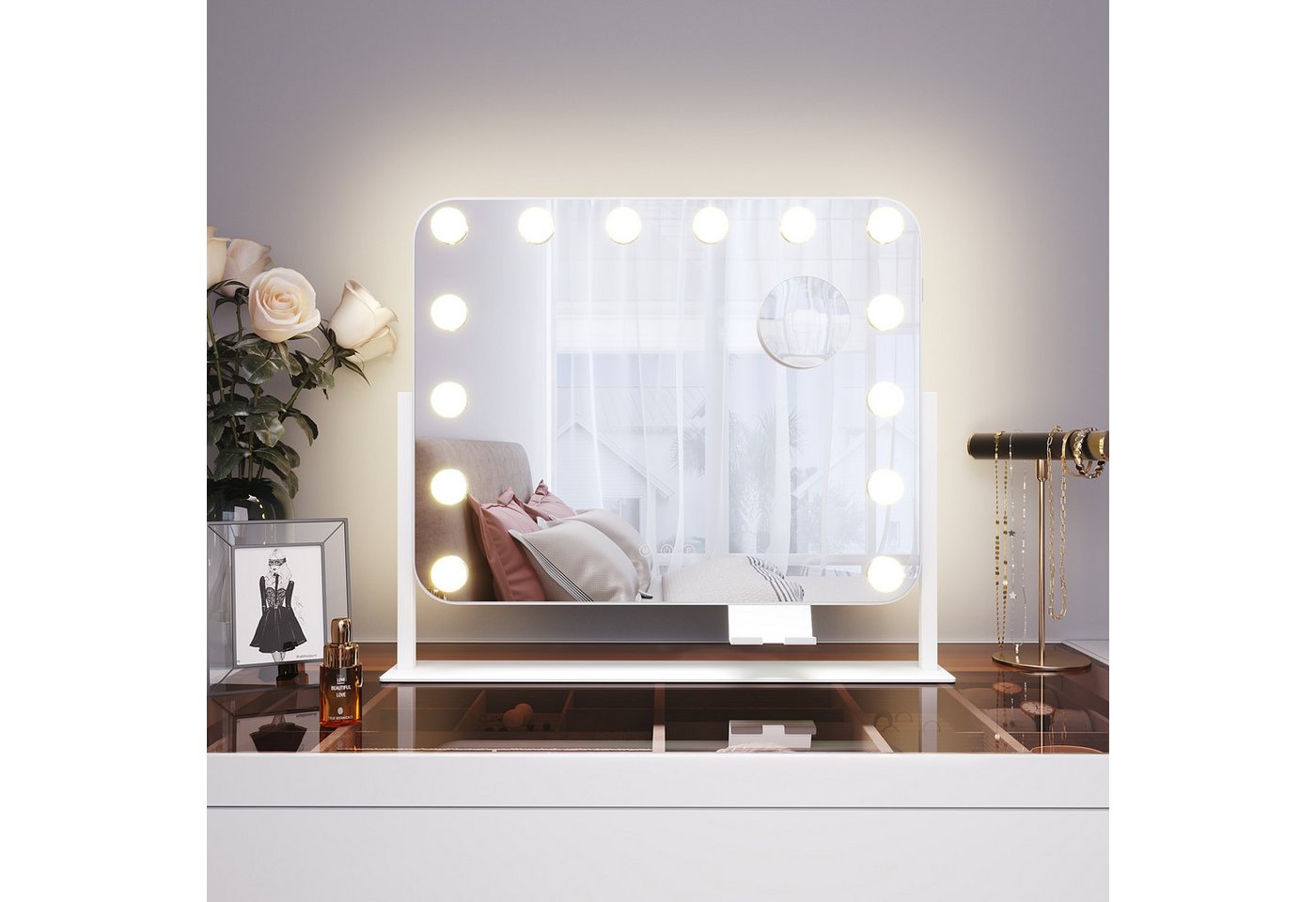 SONNI Schminkspiegel Schminkspiegel mit beleuchtung, Make-up, Hollywood Spiegel mit LED, 3 Farbe Licht – Bild 2 von 5