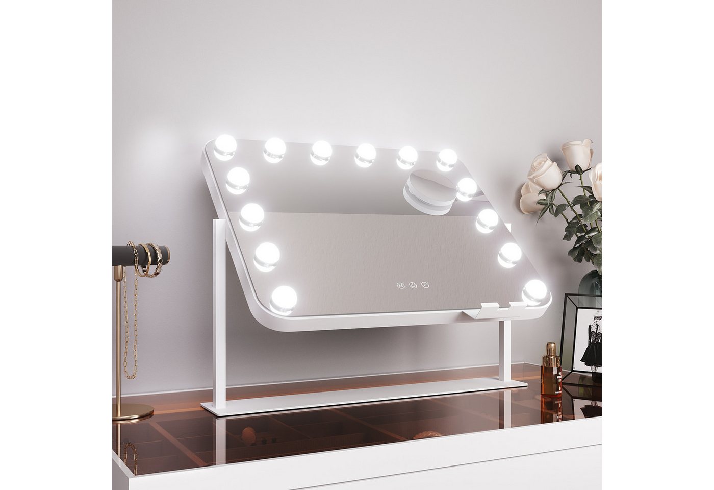 SONNI Schminkspiegel Schminkspiegel mit beleuchtung, Make-up, Hollywood Spiegel mit LED, 3 Farbe Licht – Bild 3 von 5