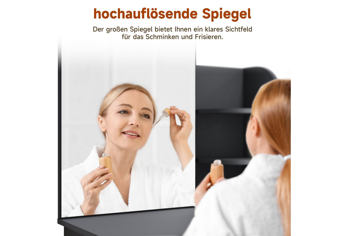 SONNI Schminktisch Schminktische,Mehrere Stile und Größen zur Auswahl,Schwarz und weiß – Bild 4 von 5