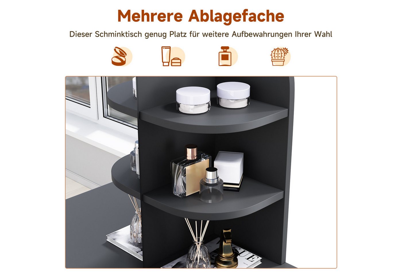 SONNI Schminktisch Schminktische,Mehrere Stile und Größen zur Auswahl,Schwarz und weiß – Bild 5 von 5