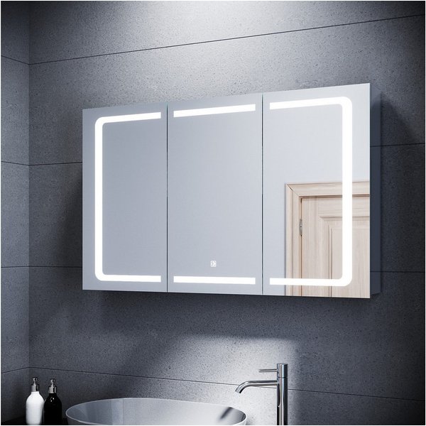 SONNI Spiegelschrank Badezimmerspiegelschrank mit Beleuchtung,Spiegelschrank mit Touch 90 cm x 60 cm, 3 Farbtemperaturen, Anti-fog, mit Steckdose