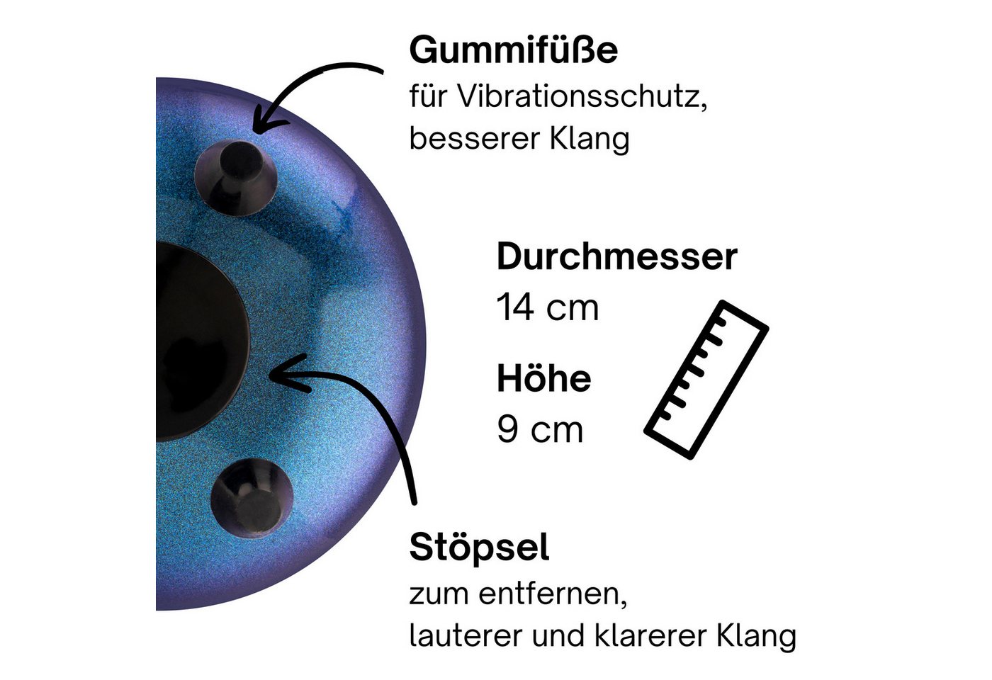 Sonodrum Steel Tongue Drum "Standard", C-Dur, 14 cm, 8 Zungen inkl. Liederbuch und Tragetasche – Bild 4 von 5