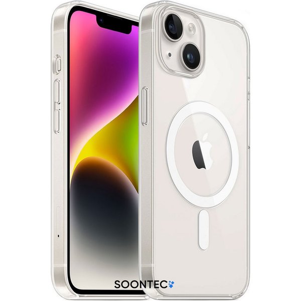 SOONTEC Handyhülle Hülle für iPhone mit MagSafe Clear Case Schutz aus transparentem Acryl, für iPhone Reihe 15/14