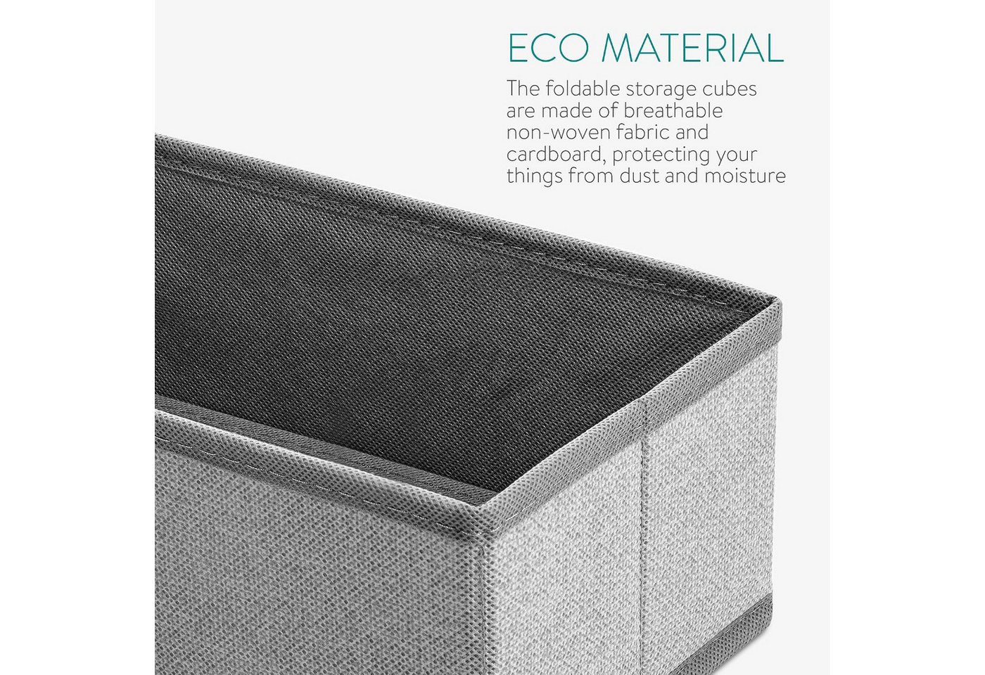 Navaris Sortimentskasten Navaris Aufbewahrungsboxen 6er-Set, faltbar, 14/28 cm, Grau – Bild 5 von 5