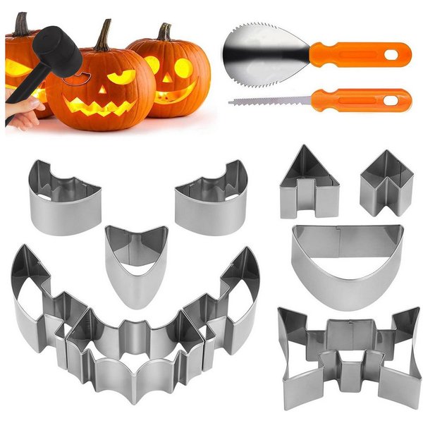 Sorvyzxn Dekoobjekt 13-teiliges Kürbis-Schnitzset, DIY Kürbisdeko für Halloween (13 St), Halloween Schnitzwerkzeuge für Familie