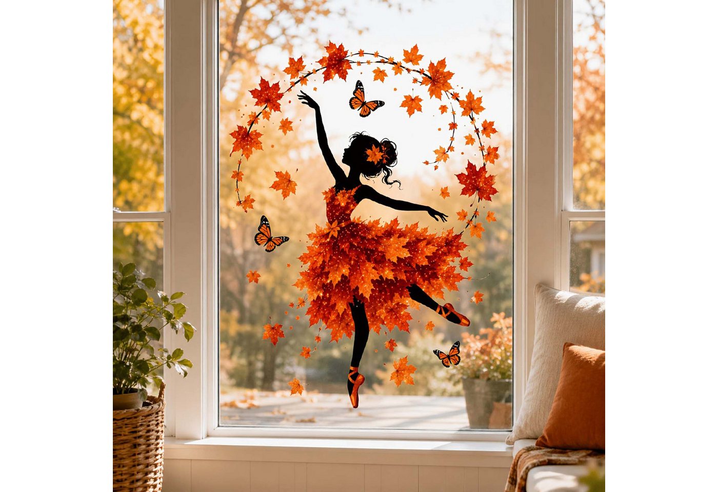 Sorvyzxn Fensterbild Fensterbild wiederverwendbare Fensterbilder Halloween Herbstlicher – Bild 2 von 5