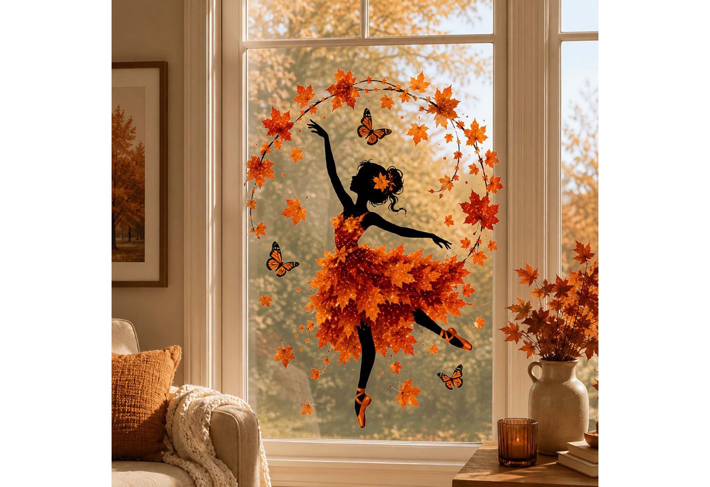 Sorvyzxn Fensterbild Fensterbild wiederverwendbare Fensterbilder Halloween Herbstlicher – Bild 4 von 5