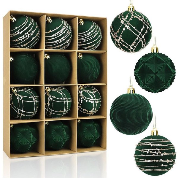 Sorvyzxn Weihnachtsbaumkugel Weihnachtsdeko Weihnachtskugeln 12-teiliges Set,Weihnachtsbaumschmuck, für Neujahrsparty Hochzeit Feiertag Weihnachtsdekoration