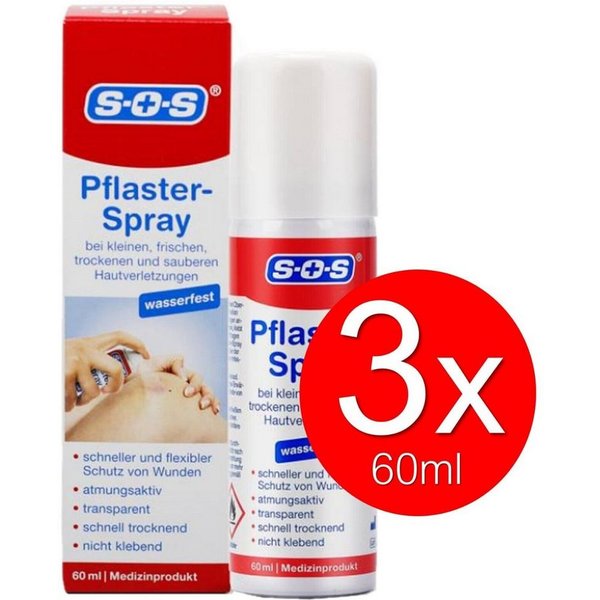 SOS Medizinisches Pflaster-Spray Set Wundreinigung Wundheilung Hygienespray (Desinfektion, Desinfektionsmittel für Hände und Haut, [- Wundversorgung Wundreinigu