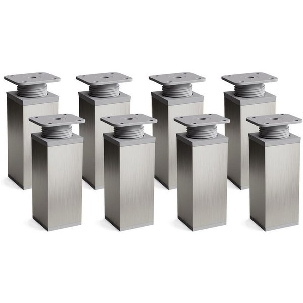 sossai® Möbelfuß Design-Möbelfüße, 4er & 8er Set, höhenverstellbar MFV1, Farbe: Inox/G, (8-St), Farbe: Inox/Grau