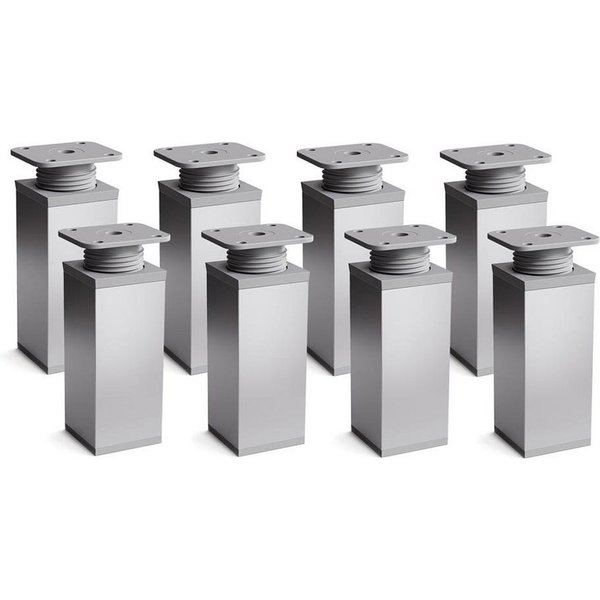 sossai® Möbelfuß Design-Möbelfüße, 4er & 8er Set, höhenverstellbar MFV1, Farbe: Alumin, (8-St), Farbe: Aluminium