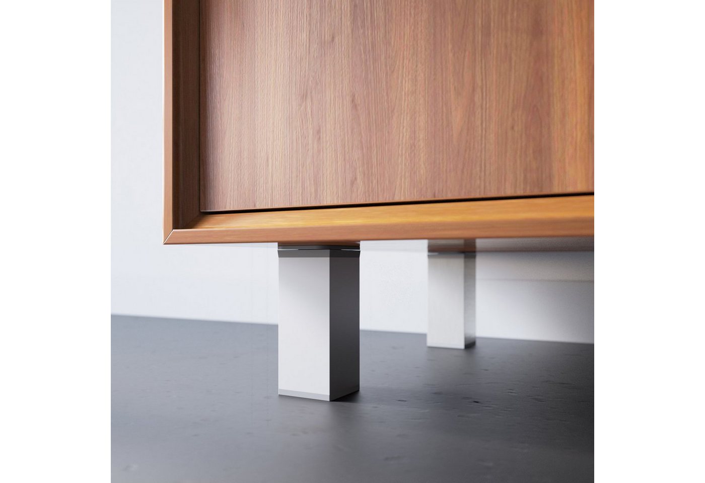 sossai® Möbelfuß Design-Möbelfüße, 4er & 8er Set, höhenverstellbar MFV1, Farbe: Alumin, (8-St), Farbe: Aluminium – Bild 4 von 5