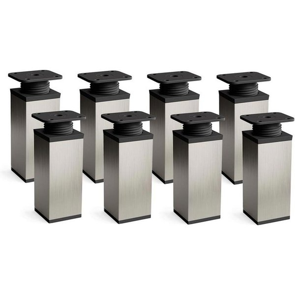 sossai® Möbelfuß Design-Möbelfüße, 4er & 8er Set, höhenverstellbar MFV1, Farbe: Inox, (8-St), Farbe: Inox