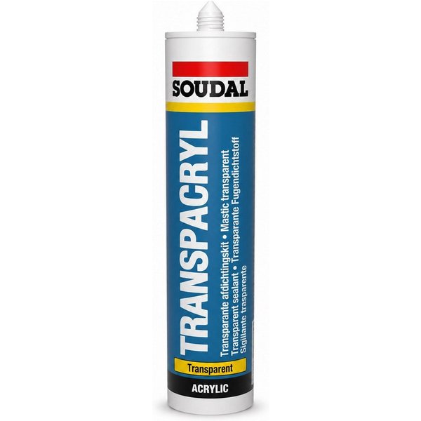SOUDAL Maleracryl Transpacryl Acryl Dichtstoff 310 ml Transparent, Gebrauchsfertig, Transparenter Acryl-Dichtstoff für Fugen & Risse