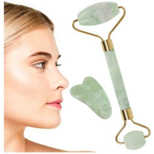 soulima Gesichtsmassagegerät JadeGlow Gesichtsmassagerät - Strahlende Jugendlichkeit, Jade Gesichtsmasage-Set, Jade Gesichtsmasagerolle, Glatte Oberfläche
