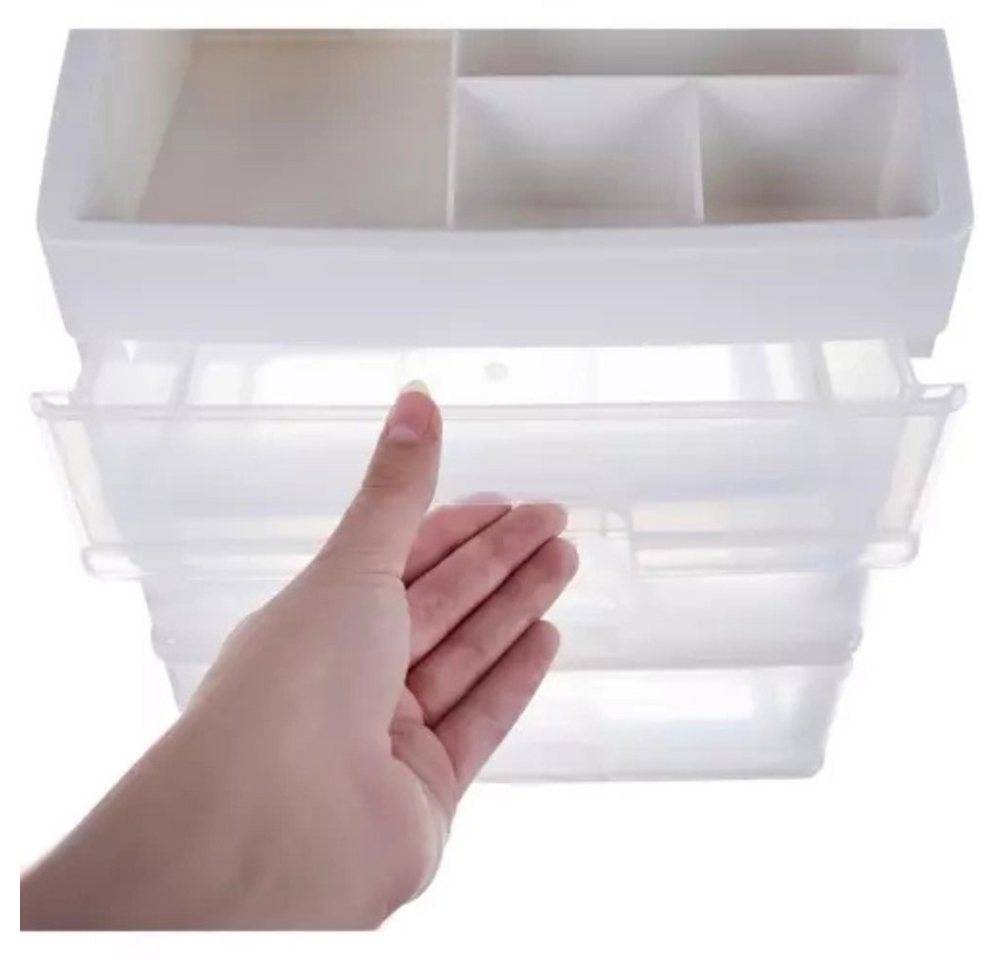soulima Make-Up Organizer Kosmetik-Organizer Aufbewahrungsbox, Spar-Set, 1-tlg., Ordnung bewahren, verfügt über 3 transparente Schubladen gleicher Größe – Bild 2 von 5