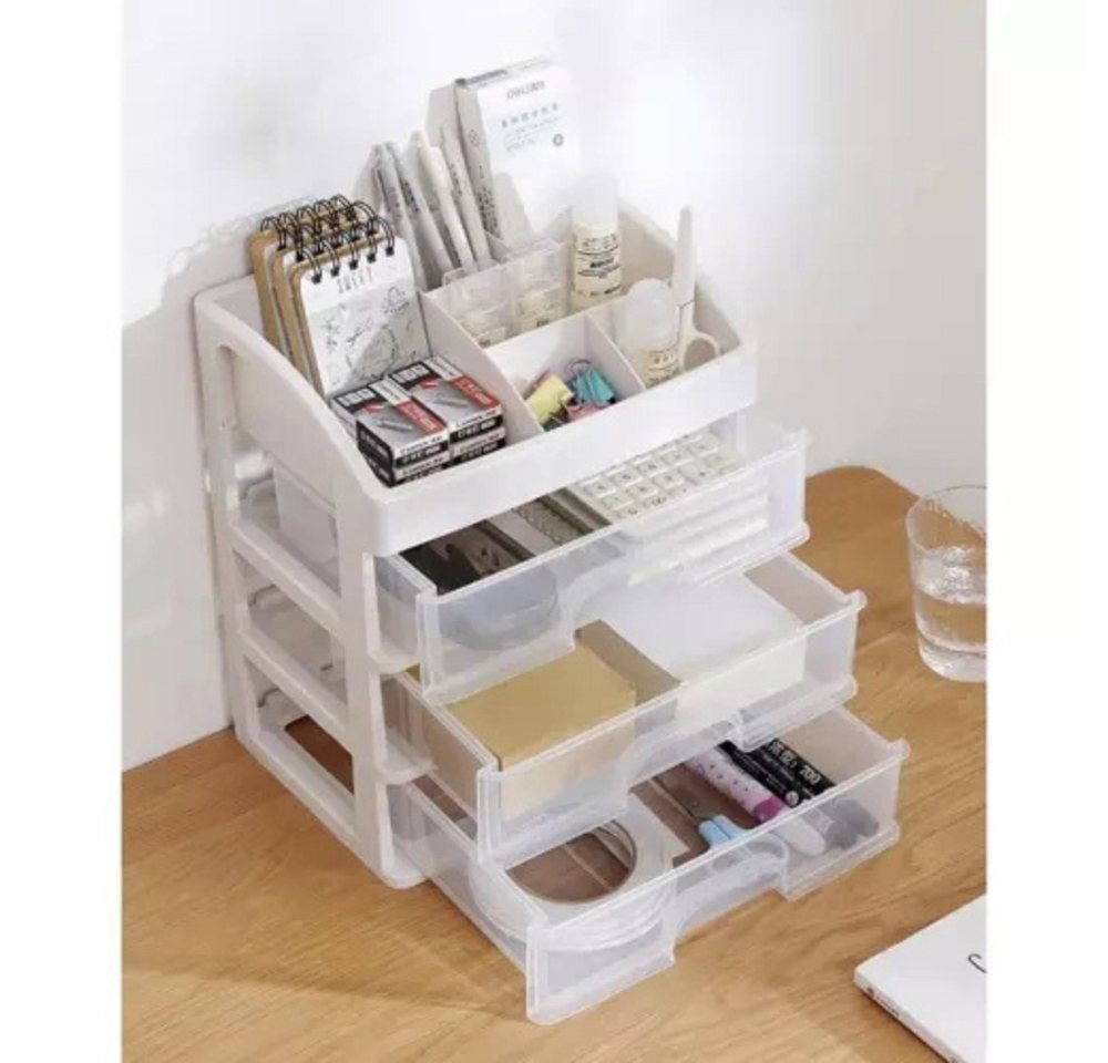 soulima Make-Up Organizer Kosmetik-Organizer Aufbewahrungsbox, Spar-Set, 1-tlg., Ordnung bewahren, verfügt über 3 transparente Schubladen gleicher Größe – Bild 4 von 5
