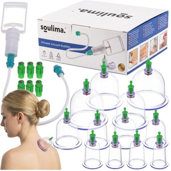 soulima Massagegerät Chinesische Vakuum-Schröpfgläser, Spar-Set, Anti-Cellulite-Massage, feuerlose Vakuumtechnik ermöglicht sichere Schröpfmassage