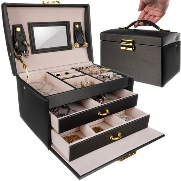 soulima Schmuckkasten Schmuckschatulle Schmuckbox Etui (Spar-Set, 1 St., elegant), 20 Fächer, 2 Schubladen und Rollen sorgen für perfekte Organisation