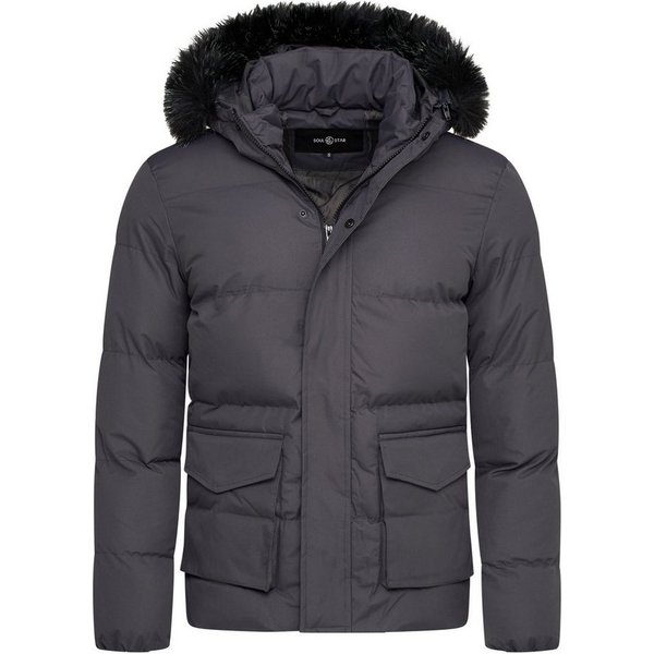SOULSTAR Winterjacke S2RISOR Parka Lang Puffer Jacke mit Kapuze & abnehmbarem Kunstfell Pufferjacke