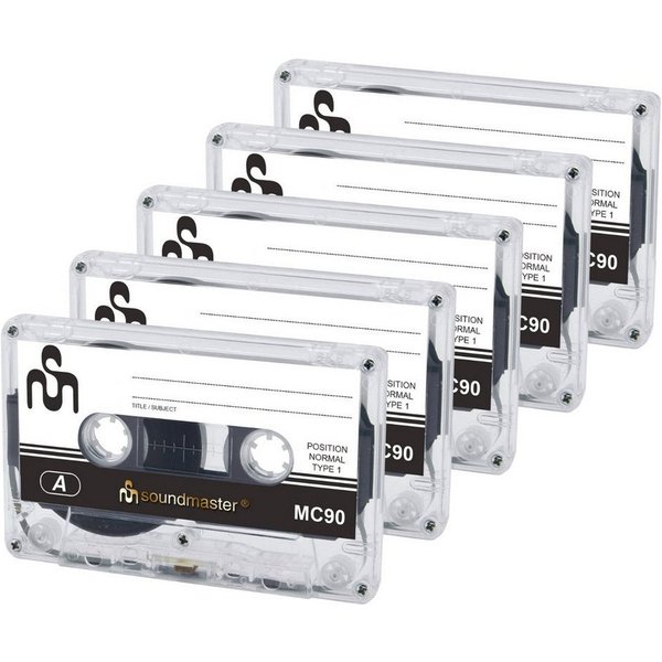 Soundmaster Audiokassette 90 min 5er Set MC905P Analoges Diktiergerät