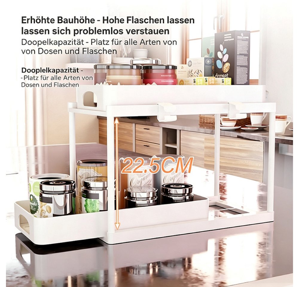 SPACEKEEPER Organizer Ausziehbarer Unterschrank-Organizer, Ablageregal für Waschbecken (1 St), 2 Ebene höhenverstellbarer Arbeitsplatten-Organizer – Bild 3 von 5