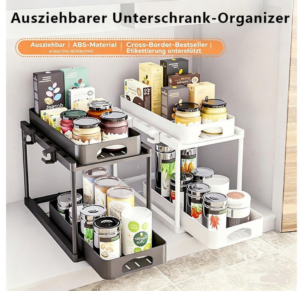 SPACEKEEPER Organizer Ausziehbarer Unterschrank-Organizer, Ablageregal für Waschbecken (1 St), 2 Ebene höhenverstellbarer Arbeitsplatten-Organizer – Bild 4 von 5