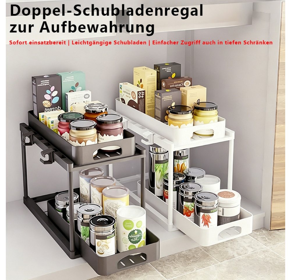 SPACEKEEPER Organizer Ausziehbarer Unterschrank-Organizer, Ablageregal für Waschbecken (1 St), 2 Ebene höhenverstellbarer Arbeitsplatten-Organizer – Bild 5 von 5