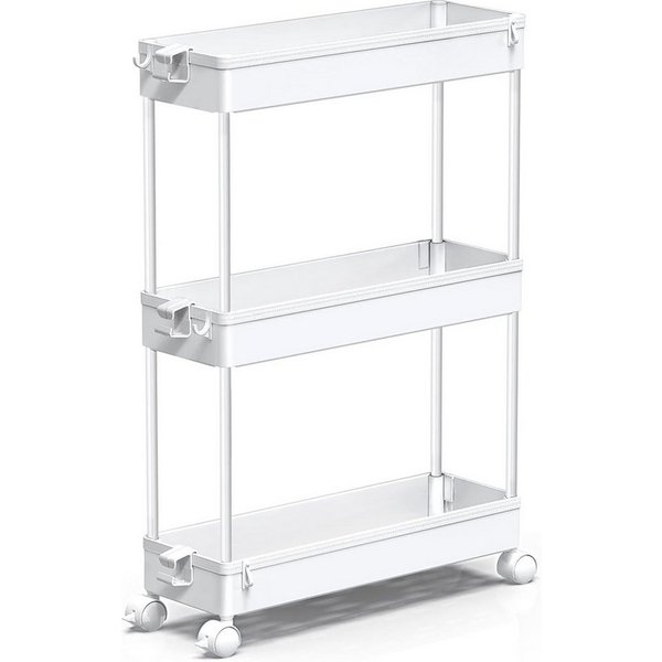 SPACEKEEPER Servierwagen 3-stöckiger schmaler Rollwagen, Badorganizer, Küchenorganizer, (1 St), Mobiler Aufbewahrungswagen für enge Nischen, Küche & Wäscherei
